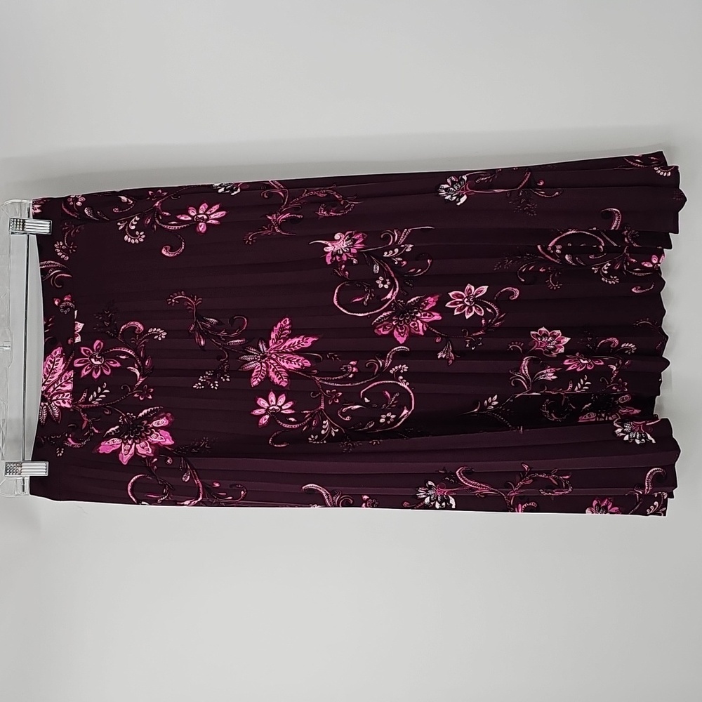 Chico's Pleated Purple Paisley Floral Cottagecore Soft Flowy Midi Skirt Sz:14 - Picture 9 of 12